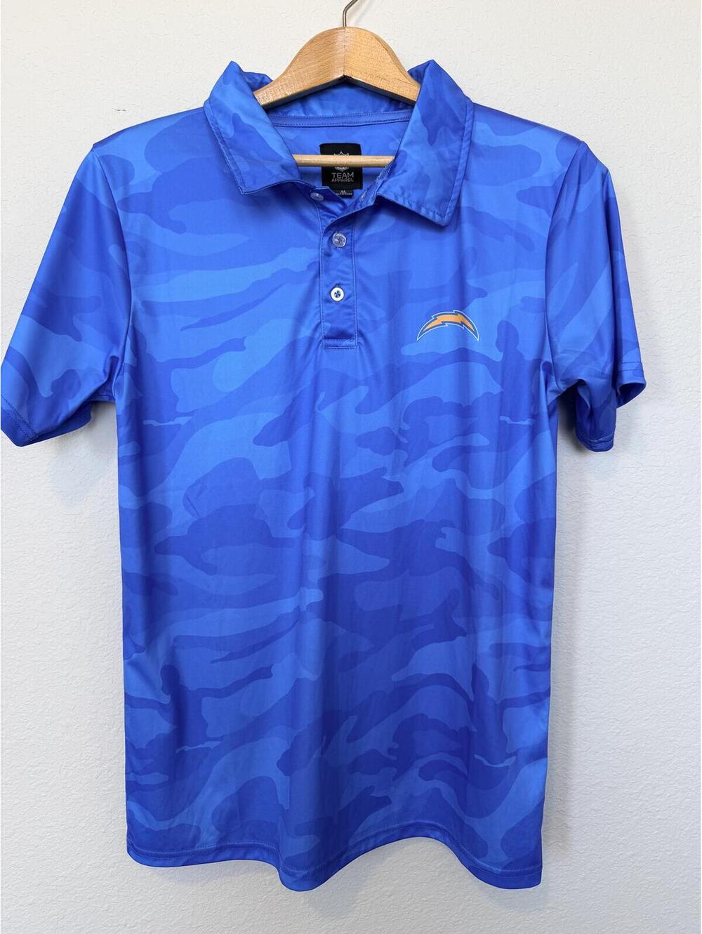Los Angeles Chargers Polo Shirt Mens Medium Blue Camo NFL Team Apparel